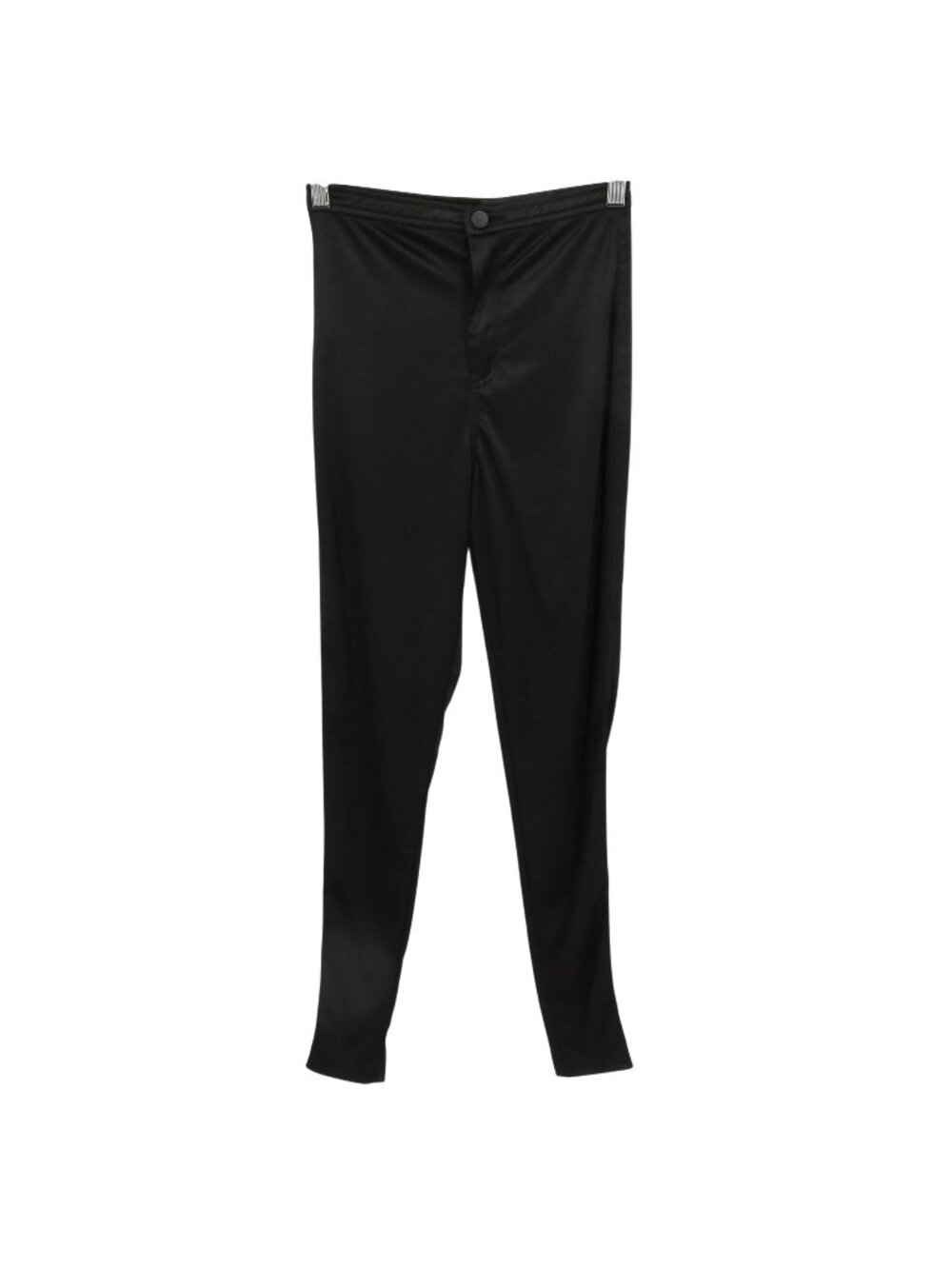 AYLA Women Small Solid Black Shiny Stretch Skinny Pants Leggings No Pockets